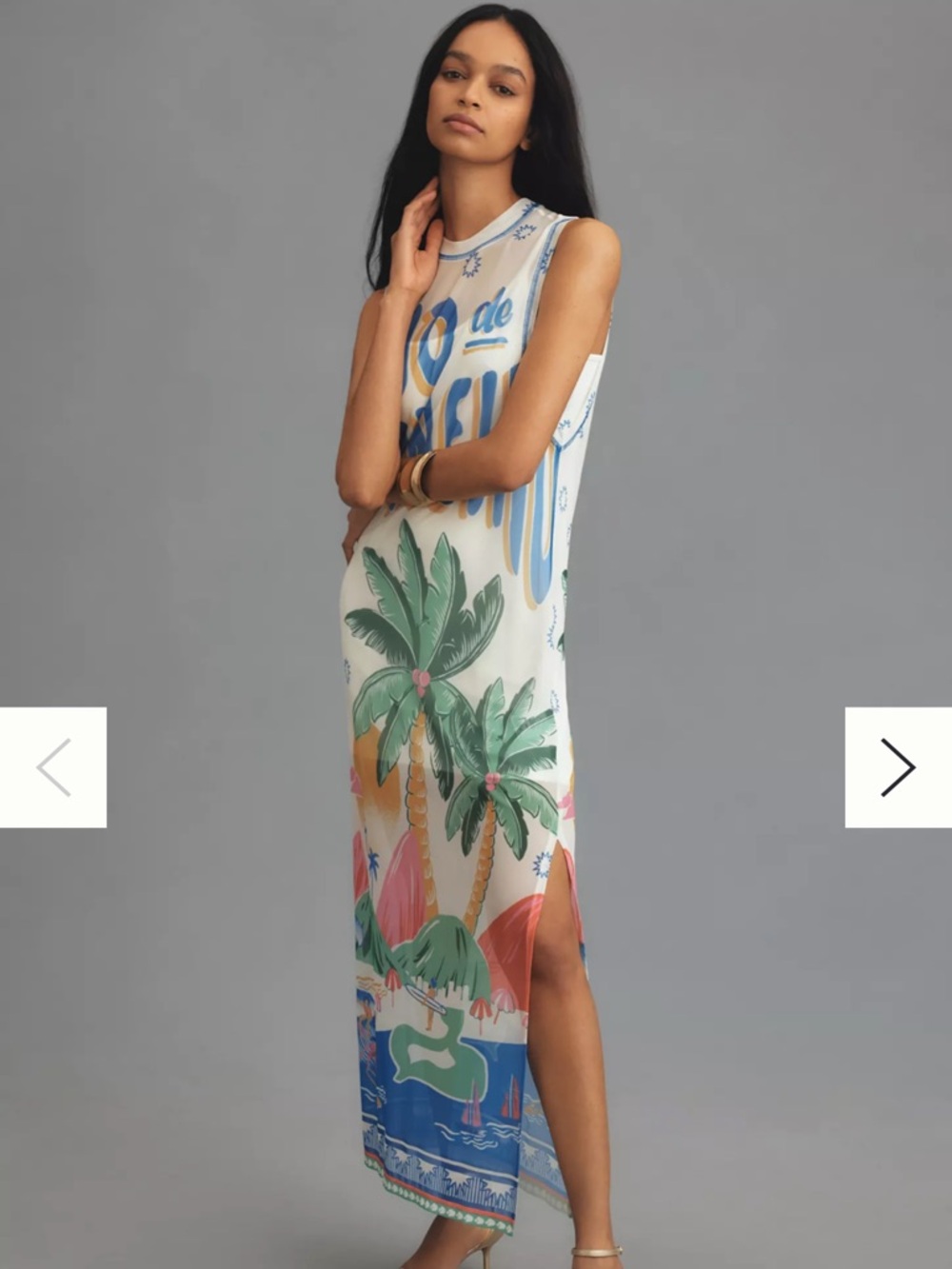 Farm Rio Graphic Mesh Midi Dress